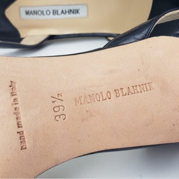 Manolo Blahnik Navy Blue with Silver sz 39.5 8.5 9 - Picture 8 of 10